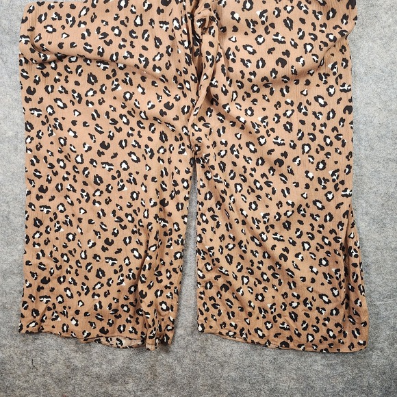 Mustard Seed Jumpsuit Women Small Allover Leopard Print Wide Leg V Neck Elastic - Picture 12 of 15